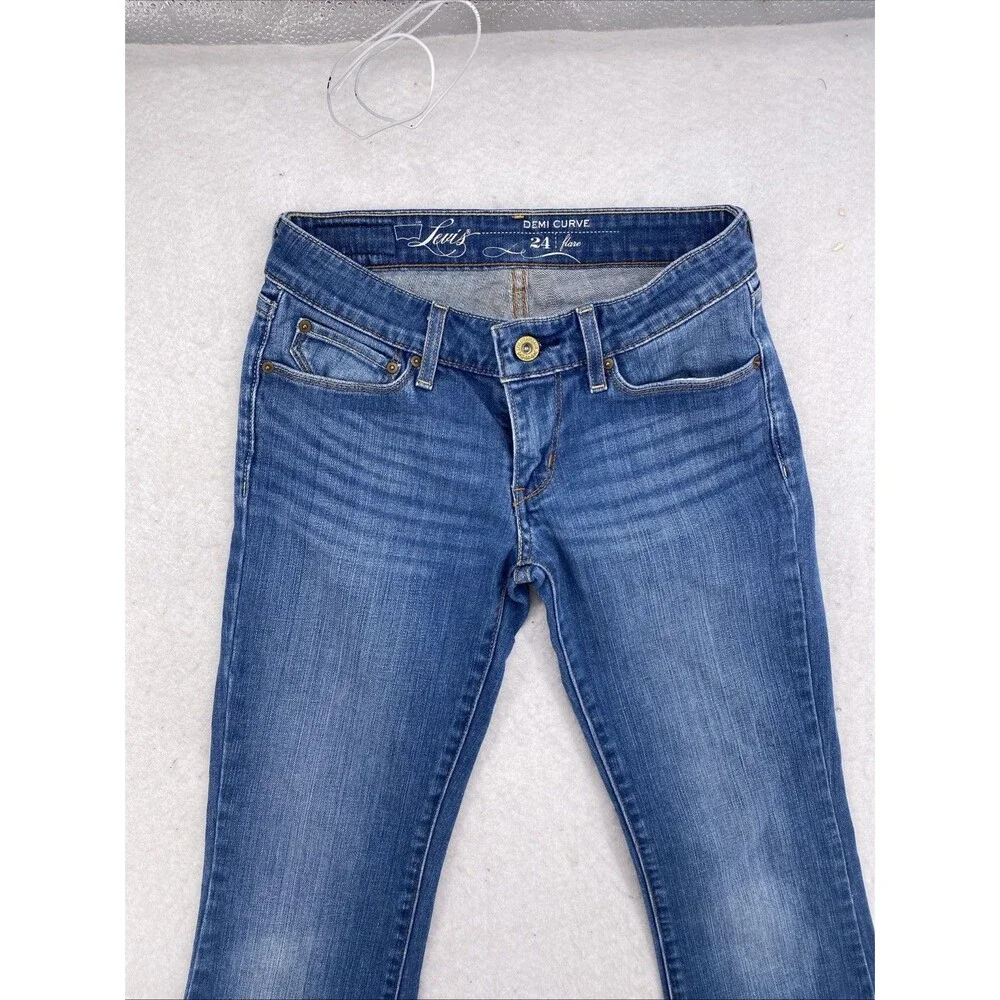 Levi's Demi Curve Flare Jeans Womens Blue Denim Low Rise Stretch 24x27 - Picture 10 of 14